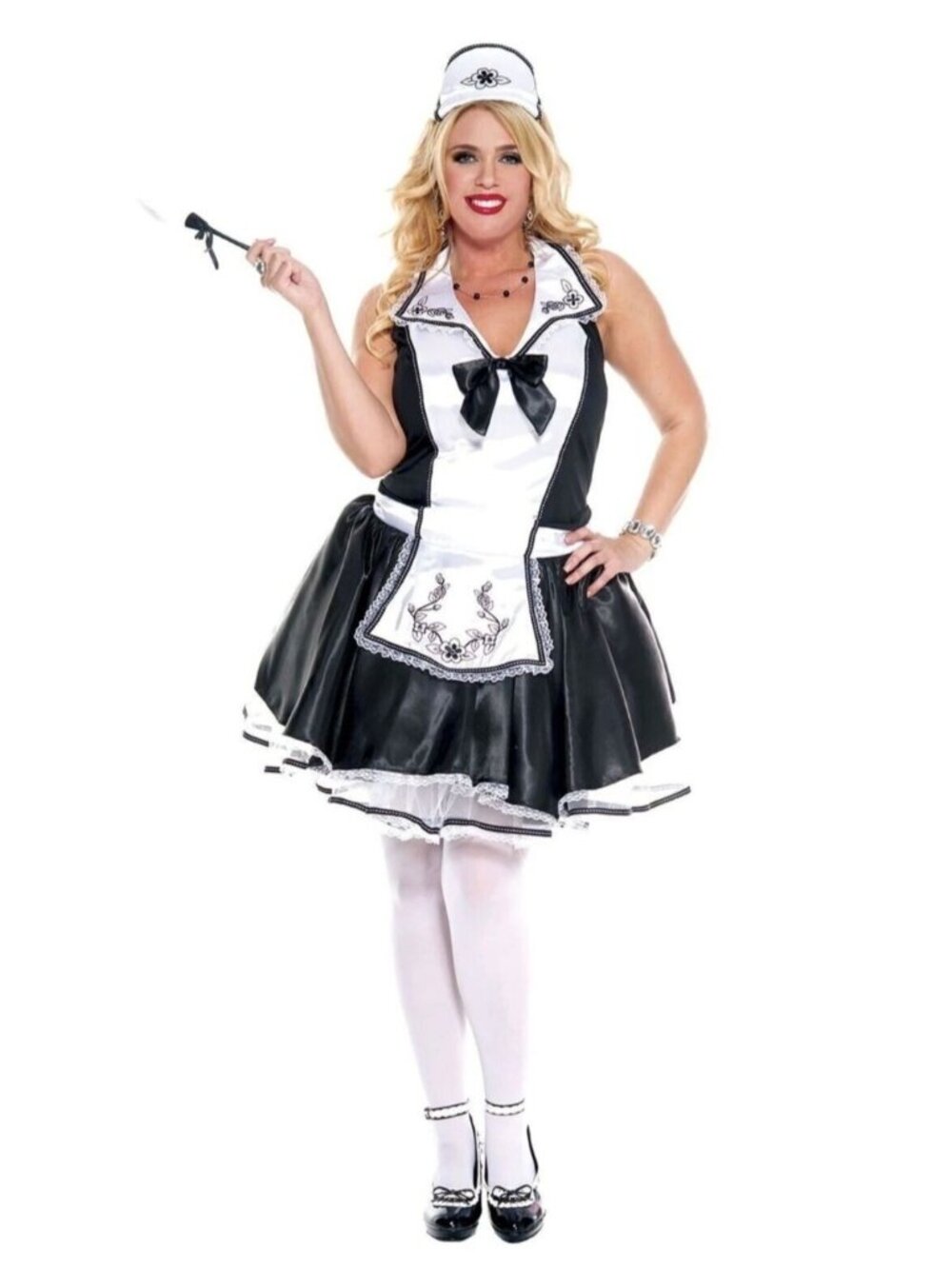 Elegant French Maid Costume Plus 1X/2X Sexy Complete Deluxe Cosplay Music Legs